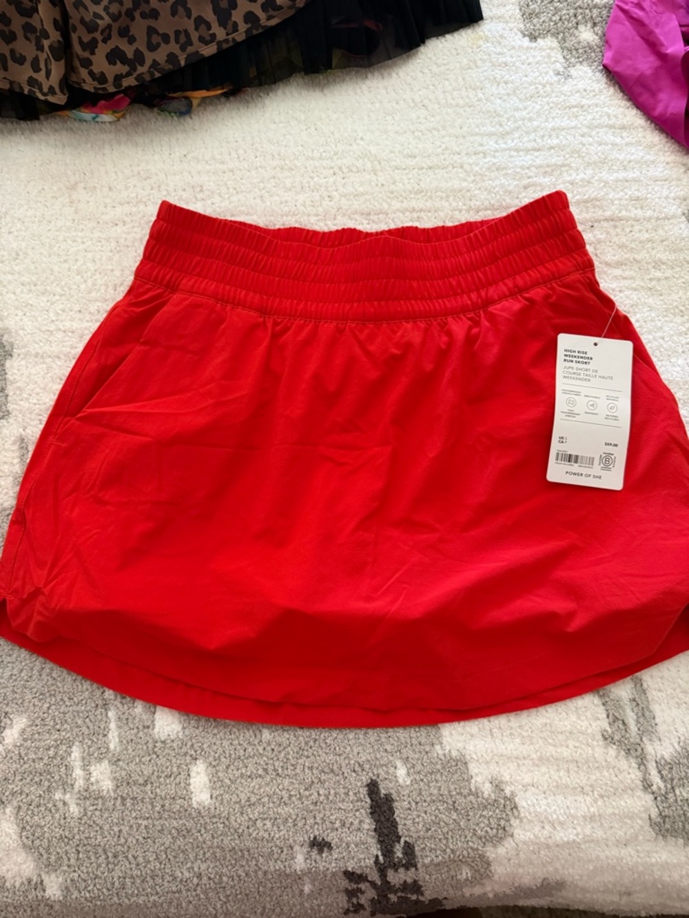 Athleta Red Mini Skirt with Elastic Waistband